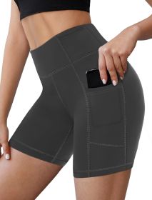 NSQTBA Womens Shorts Athletic Yoga Shorts with Pockets Gray M
