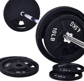 Cast Iron Standard Weight Plates Including 5FT Standard Barbell with Star Locks,
